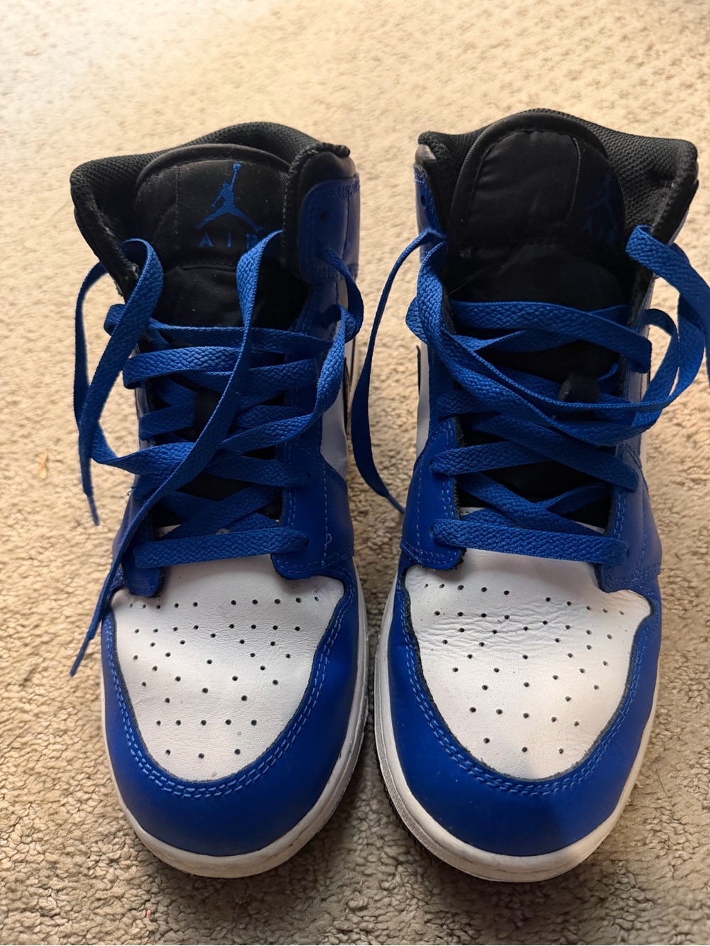 Jordan Kids Royal Blue and White High-Top Sneakers